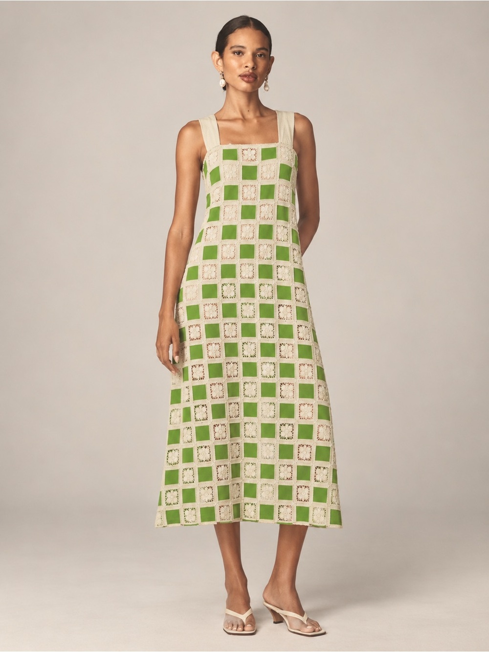 NWT Buru Long Sleeveless Square Neck Pillar Gown Midi Dress